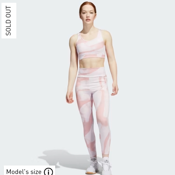 Adidas Aeroready Designed to Move Graphic High-Waist Leggings pink white small - Picture 6 of 16